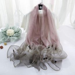 Scarves Silk Scarf In Spring And Autumn Of 2009 Women's Fashionable Elegant Nail-beaded Wool Long Dual Pure Shawl