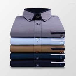 Men's Dress Shirts Men's Spring Autumn Fashion Casual Cotton Long-sleeved Male Slim Fit Lapel Business Shirt Tops Brand Work Clothing