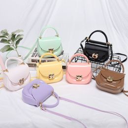 sweet baby girls candy colors jell bags Spring summer kids single shoulder cross-body portable mini small bag fashion trend chain small square bags F1677