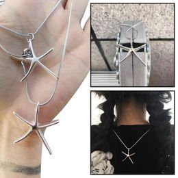 Pendant Necklaces Metal Exaggerate Small Starfish Long Necklace For Women Unisex Jewellery