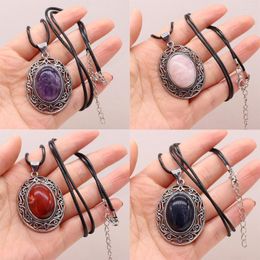 Pendant Necklaces Natural Stone Necklace Egg Shape Crystal Amethysts Malachite Fashion Pendants Reiki Heal Gift