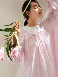 Women's Sleepwear Woman Nightgowns Sleepshirts Long Sleeve Dress Sleep & Lounge Pink Sweet Lovely Nightwear Pregnant