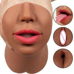 4D Realistic Deep Throat Male Silicone Toys for Men 18+ Artificial Vagina Mouth Anal Erotic Oral Sex Masturbator