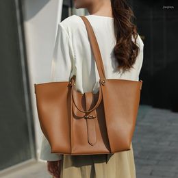 Evening Bags Selling Genuine Leather Shoulder Bag For Women High Quality Ladies OL Handbags Female Large Casual Totes Computer Brown