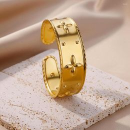 Bangle Bracelet For Women Luxury Jewellery Stainless Steel Golden Colour Adjustable Fine