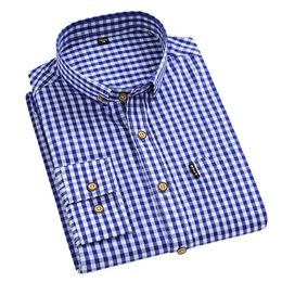 Men's Casual Shirts Plaid Shirts for Men Long Sleeve 100% Cotton Autunm Regular Fit Comfort Soft Chequered Thin Dress Shirt Casual Men's Clothing 230516