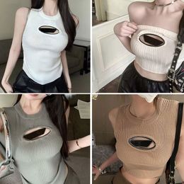 Cropped top Women Tanks designer T-shirt hollow out Tee womens knits women bodycon tops sleeveless yoga summer tees vests