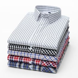 Men's Casual Shirts Dress Shirt Plus Size Oxford Plaid Fabric Cotton Excellent Comfortable Slim Fit Button Collar Business Men Casual Shirt 230516