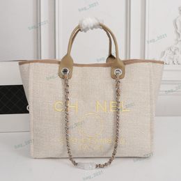 8A Quality Pink Designer Tote Bags Shoulder Bag Top Handle Cc Canvas Pearl Large Beach Handbag Totes With Chain Strap Shopping Purses Designer Woman Handbag