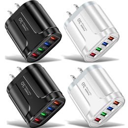 High Speed 5V 3.1A 4 Usb Ports Wall Charger Portable Eu US Power Adapters For Iphone 12 11 13 14 15 Pro max Samsung S23 note 20 htc lg android phone