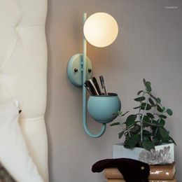 Wall Lamps Nordic Bedside Decoration Led Lights Macarons Plant Creative White Glass Parlour Bedroom Aisle Decor Sconce Lighting