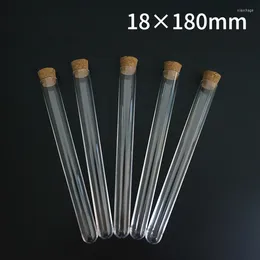 20pcs 50pcs 100pcs 18x180mm Clear Plastic Test Tubes With Corks Stoppers Wedding Favour Gift Tube Laboratory School