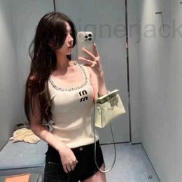 Women's Tanks & Camis Designer vest heavy industry diamond letter embroidery tank top womens French style can be worn outside with camisole slim sleeveless T-shirt MQL4