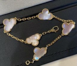 2023 Luxury quality V gold material charm pendant necklace bracelet with pink Colour jade in 18k gold plated have box stamp PS5052