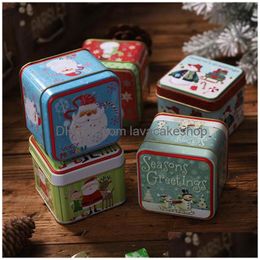 Gift Wrap Merry Christmas Metal Tin Empty Candy Chocolate Storage Box Containers With Er Lids Mixed Color Drop Delivery Home Garden Dhiai