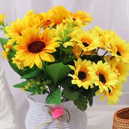 Decorative Flowers Sunflower Flower Bouquet Artificial Home Decor Wedding Table Decoration Daisies Room Party Gift