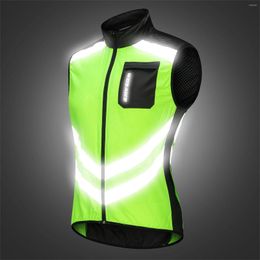 Racing Jackets Men's Reflective Vest Windproof Running Safety Motorcycle Cycling Gilet MTB Riding Bike Bicycle Clothing Sleeveless