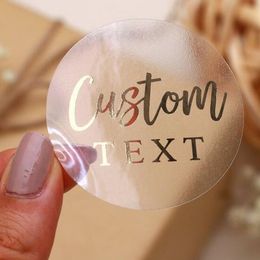 Other Event Party Supplies Custom Labels Stickers Personalized Text Business Clear Transparent Gold Foil Rose Gold Silver Customize Wedding 230516