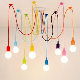 Pendant Lamps Modern Simple Chandelier Lights Colorful Multi Headed Spider Hanging Lamp Fashion Home Decor Restaurant Light Fixture