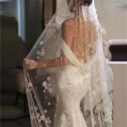 Bridal Veils Luxurious Wedding Veil For Pearls Beaded Handmade Flowers Women Party Accessories