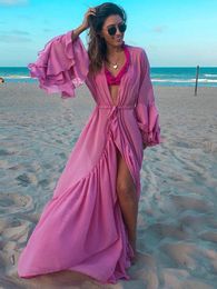 Swimwear Sexy Bikini Coverups Long White Tunic Casual Summer Beach Dress Elegant Women Plus Size Beach Wear Swim Suit Cover Up A911