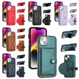 Card Pack Wallet Leather Cases For iPhone 15 14 Plus 13 Pro Max 12 11 XR XS X 8 6 7 Fashion Credit ID Card Slot Pocket Holder Flip Cover Shockproof Kickstand Holder Pouch