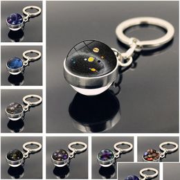 Key Rings Double Glass Ball Universe Star Keychain Solar Moon Keyring Holders Bag Hangs Fashion Jewelry Gift Will And Sandy 800 R2 D Otj7J