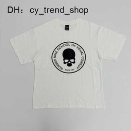 Men's T-shirts Number Nine Fla 04s Skull Print Old Cracked Short Sleeved T-shirt under the Palace Guiyu Antique 11