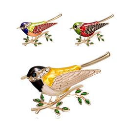 Fashion Animal Bird Brooch For Women Branch Painting Oil Alloy Pins Men Diamond Clothing Brooches Pins Jewellery Accessories