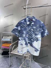 xinxinbuy Men designer Tee t shirt 23ss Cashew fruit tie dye shirts print short sleeve cotton women blue S-2XL