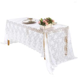 Table Cloth White Lace Tablecloth Vintage Embroidered Rustic Wedding Birthday Party Dining Decorative Fabric Home Decoration