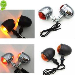 Nuovo 1 paio di moto AMBER Black Mini Bullet LED Indicatori di direzione Freno Luci di marcia Indicatori di direzione Indicatori universali