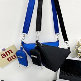 Evening Bags 2 Pcs Crossbody Bag For Women 2023 Luxury Nylon Designer Handbag And Purses Triangle Metal Label Brand Small Shoulder