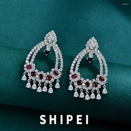 Dangle Earrings SHIPEI Luxury 925 Sterling Silver Ruby Lab Sapphire Gemstone Wedding Engagement Fine Jewellery For Women Wholesale