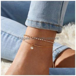 Anklets Bohemian Beads For Women Boho Cubic Zirconia Anklet Ankle Bracelet On Leg Jewellery Drop Delivery Jewelry Otifx