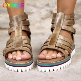 Sandals 2023 Spring And Summer Belt Buckle Casual Comfortable Colour Bottom Hollow Large Size Roman Shoes Women