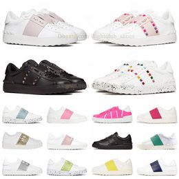 valentine's flat spikes sneakers loafers shoes mens womens triple black white metallic gold mint green pink red dress shoe sac leather rivets platform trainers