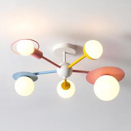 Ceiling Lights Modern Minimalist Colorful Chandeliers For Baby Room Decoration LED Creative Boy Girl Bedroom Lighting Chandelier G9