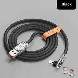 Magnetic Fast Charging USB Cable 6A 120W Metal Liquid Silicone Type-C Micro-USB Data Charger Cable 1.2M Line For iPhone Android