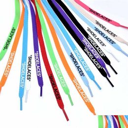 Cartoon Accessories New Colorf Shoelace Lace Letter Font 8Mm Double Sides Printed Shoelaces Black White Laces Signed Off Flat Shoes Dhdmo