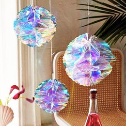 Decorative Flowers 3pcs Iridescent Film Laser Plastic Gradient Flower Ball Honeycomb Party Wedding Birthday Chirstmas Decoration DIY Drop