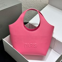 Leather Handbag Tote Bag Plain Purse Vegetable Basket Fashion Letter Inside Zipper Pocket Small Shopping Bags 24cm