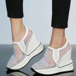 Sandals 12cm High Heels Fashion Sneakers Women Breathable Lace Roman Gladiator Female Round Toe Platform Pumps Shoe Casual Shoes