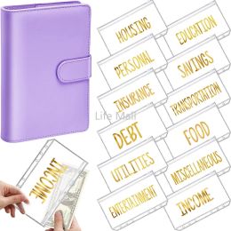 Fast Delivery A6 PU Leather Binder Budget Cash Envelope Organizer Personal Wallet 12 Binder Pockets Zipper Folders for Planner Saving Money