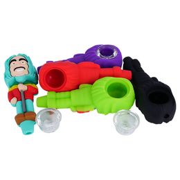 Colourful Silicone Pipes Musician Style Herb Tobacco Oil Rigs Glass Multihole Philtre Bowl Portable Handpipes