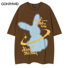 Men's T-Shirts Hip Hop Punk T Shirts Bunny Rabbit Star Graphic Print Gothic Tshirt Streetwear 2023 Harajuku Summer Fashion Cotton Casual Tops J230516