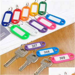 Keychains Lanyards 200Pcs Plastic Keychain Blank Key Ring Diy Name Tags For Baggage Paper Insert Lage Tag Mix Colour Chain Accessor Otzaj