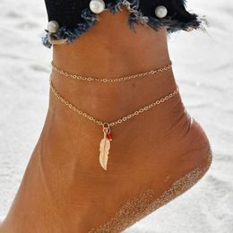 Anklets ZG Fashion High Quality Friendship Anklet Gift Silver Plated Bead Feather Bracelet Foot Jewellery