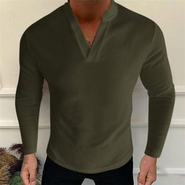 Men's Polos Band T Shirts For Men Mens Fashion Casual Collar Solid Colour Long Sleeve Shirt Top Blouse Tan Tee Regular SizeMen's