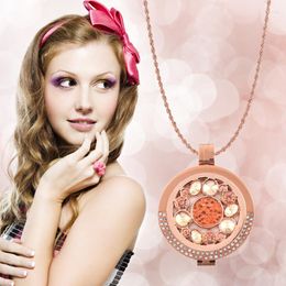 Pendant Necklaces Vinnie Design Jewellery 35mm Stainless Steel Necklace With 33mm Crystal Flower Coin Disc 80CM Rose Soprano Chain